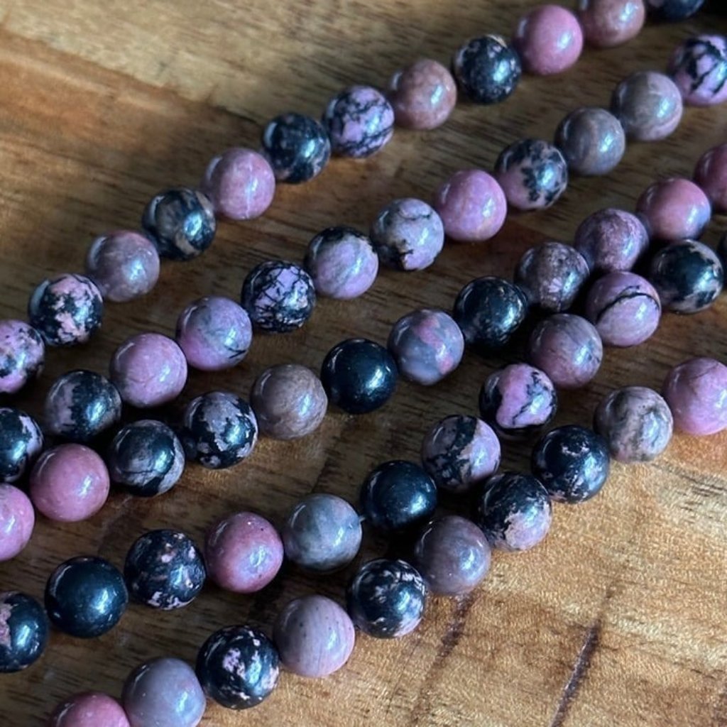 8mm Natural Pink Rhodonite Bead Strands
